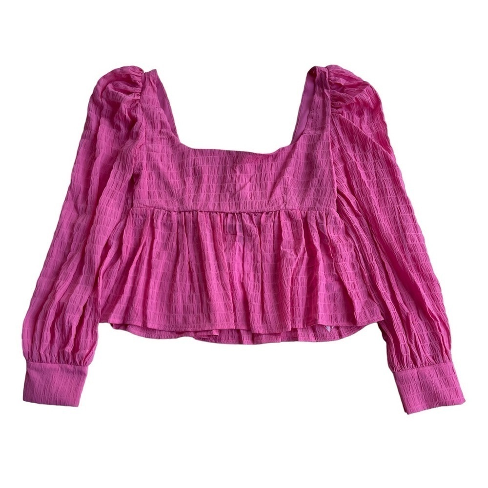 NEW WAYF Pink Sheer Puff Long Sleeves Blouse US XS